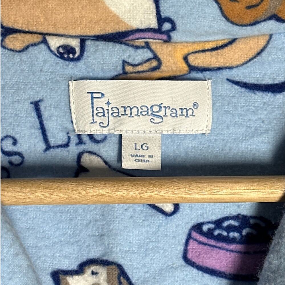 Pajamagram Pajamas 2-Piece Set Dog Tired Print Sz L Flannel Button-Front Sz L - Picture 7 of 15